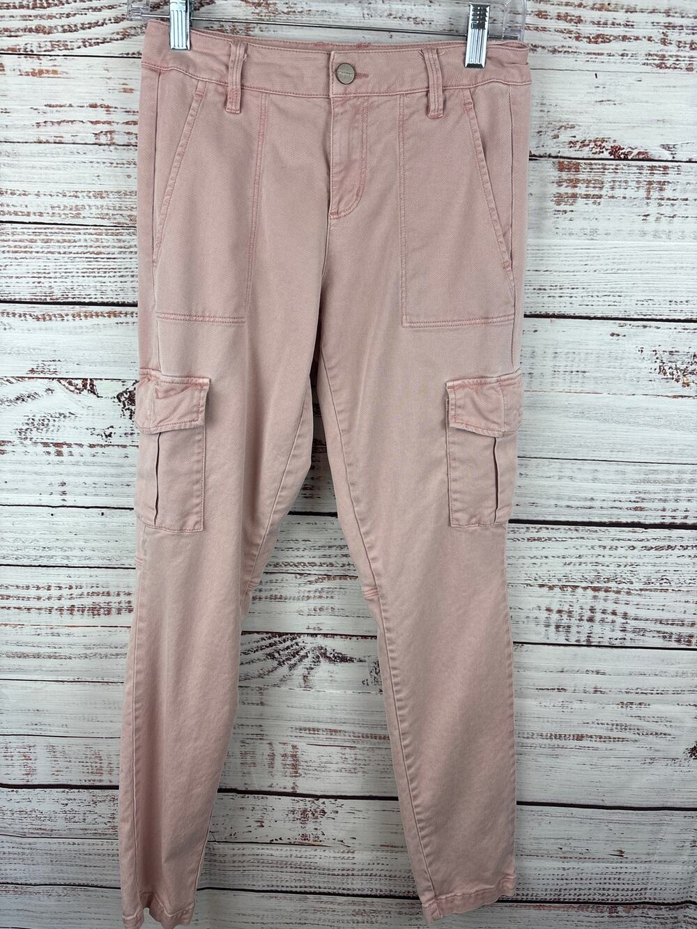 Sanctuary Light Pink Cargo Pants Straight Leg Chino Casual Stretch Womens Sz 26